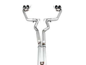 Ford Mustang Performance Exhaust - AWE Tuning - Cat Back, Track Edition, Quad Diamond Black Tips - Diamond Black - `18-`27